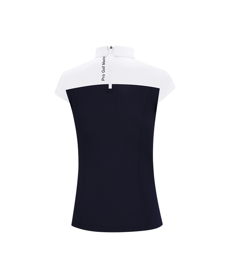 Áo thun golf nữ tay ngắn PGM cổ bẻ khóa kéo, phối màu cổ — YF484-màu trắng xanh navy, YF484-màu trắng hồng chi tiết 15