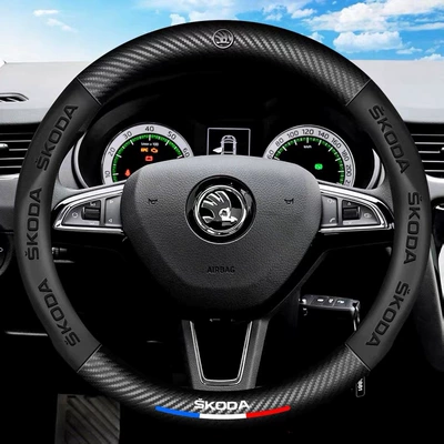 Steering wheel cover: steering wheel cover leather handlebar - skoda-round