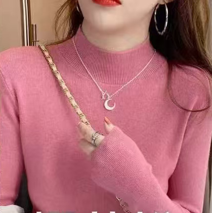 Half-Turtleneck Fine Ribbed Base Sweater for Women, Autumn and Winter Korean Style Slim Fit Stretchy Knitwear, Basic Sweater Wholesale Half-Turtleneck Fine Ribbed Base Sweater for Women, Autumn and Winter Korean Style Slim Fit Stretchy Knitwear, Basic Sweater Wholesale