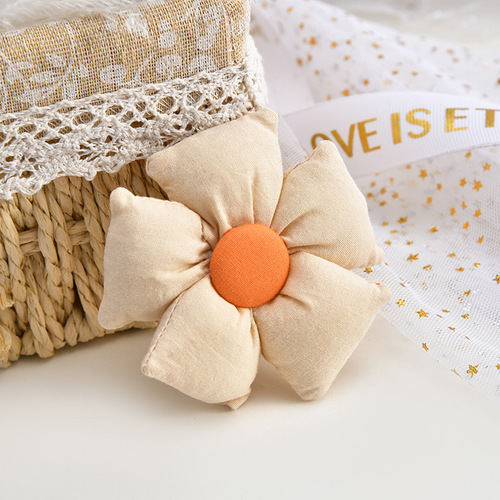 Colorful cotton fabric flower doll DIY material clothing hairpin accessories plush brooch five-petal flower