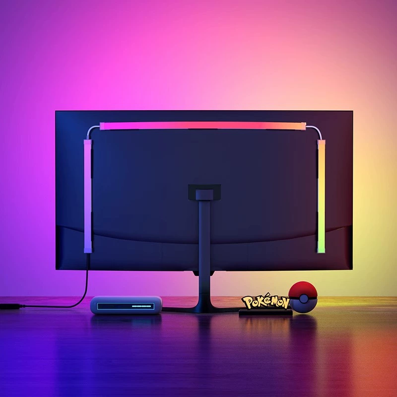 Laptop, lamp, LED gaming light strip, LCD display, lights