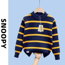 史努比男童纯棉毛衣秋冬款中大童加绒加厚针织打底衫儿童套头上衣