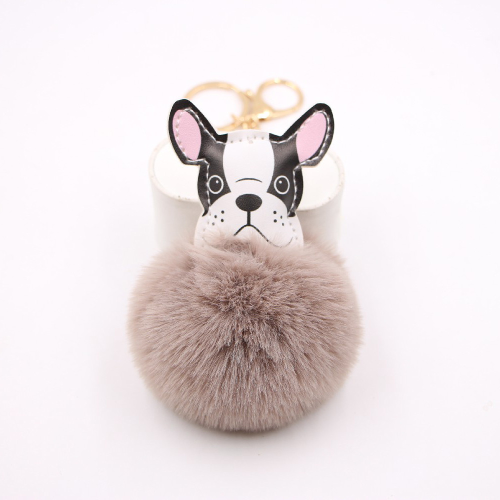 Cross-border second-generation dog leather plush puppy wallet accessories pendant dog fur ball exquisite doll machine activity gift