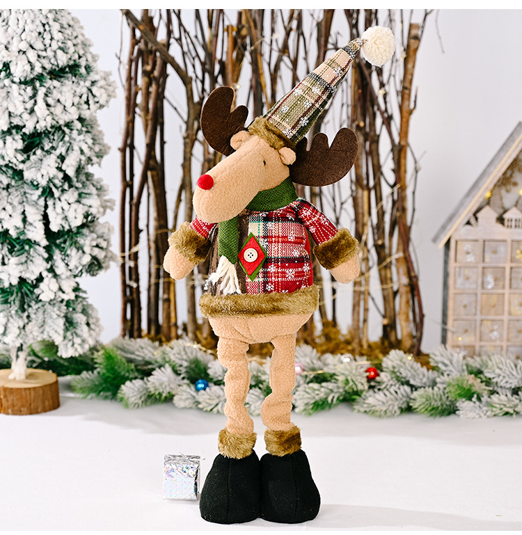 New Christmas Retro Snowflake Plaid Cloth Retractable Doll Christmas Decoration display picture 3