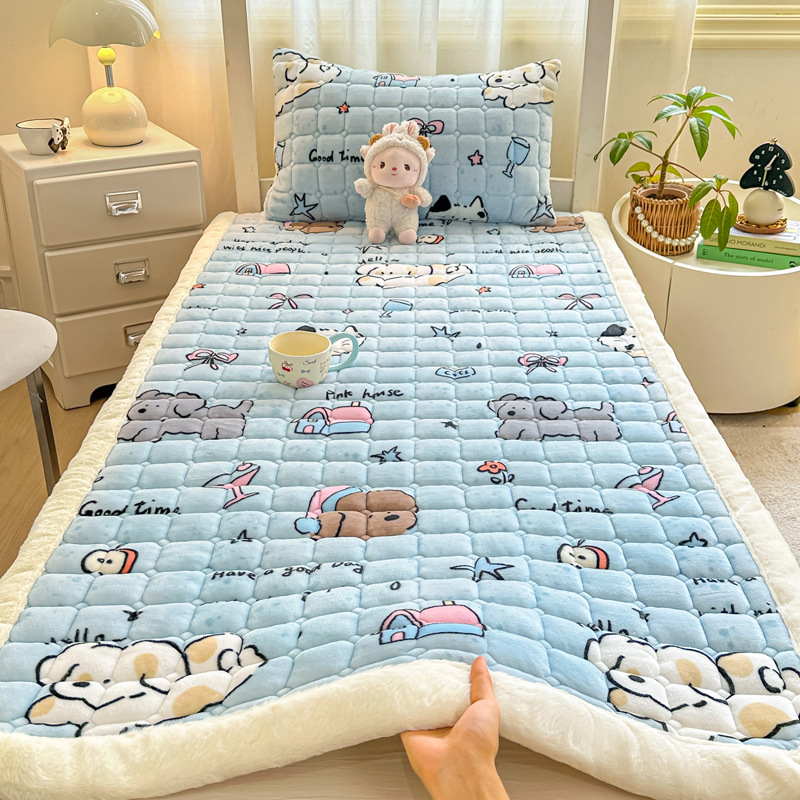 Wholesale Student Dormitory Milk Velvet Mattress Topper, Soft Pad, Fleece-Lined, Thickened, Warm Single Mattress Pad for Winter