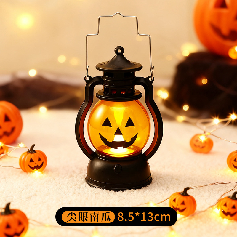 Halloween retro lámpara de aceite portátil lámpara de calabaza fantasma lámpara extraña luminosa luz de noche decoración de pastel 2025