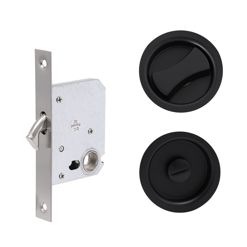 Cerradura de puerta de empuje de acero inoxidable personalizada cerradura de puerta invisible redonda perilla oculta cerradura de puerta corredera canal integrado cerradura de puerta oscura