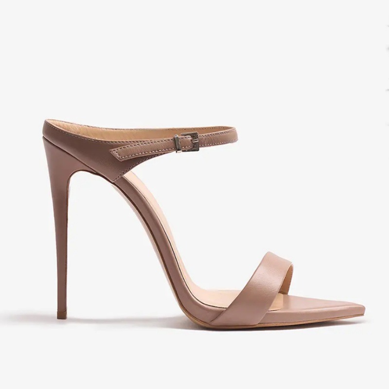 Black sandals with a strap pointed-toe stiletto heels