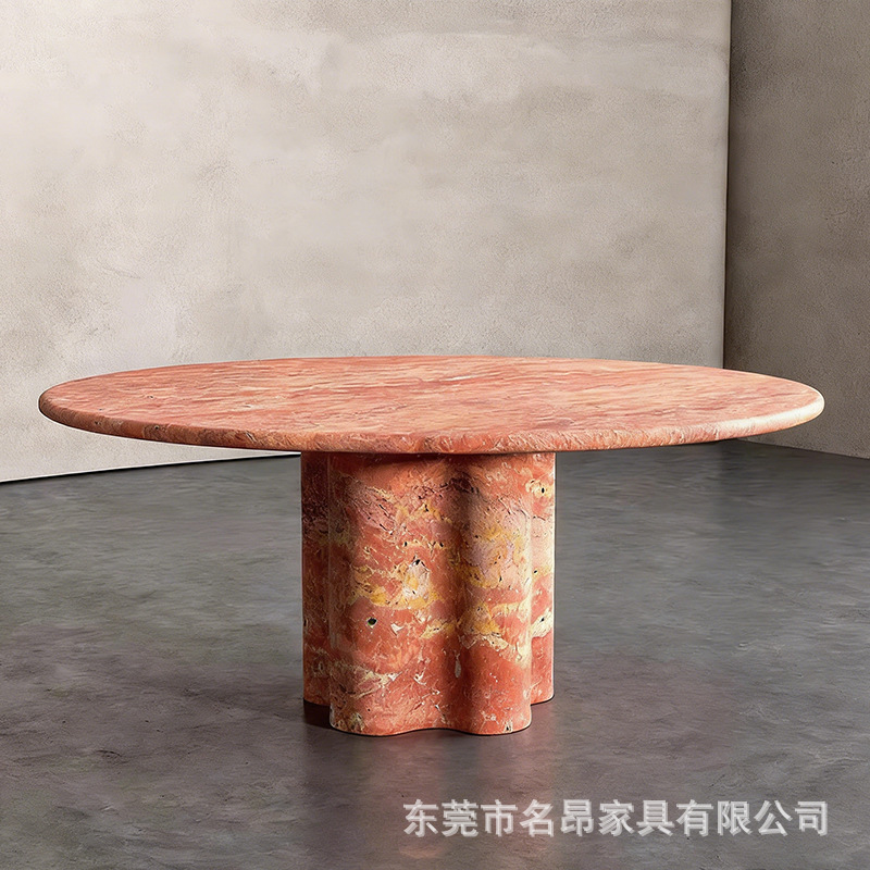Natural Marble Dining Table Designer Light Luxury High-End Home Round Table Villa Restaurant Large Flat Floor