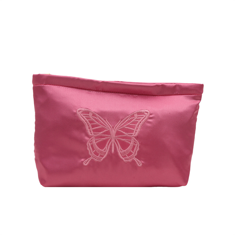 Bolsa de maquillaje mariposa de bordado, bolsa de almacenamiento Jacquard de gran capacidad para productos de cuidado de la piel, bolsa de lavado portátil para viajar, bolsa interior de viaje