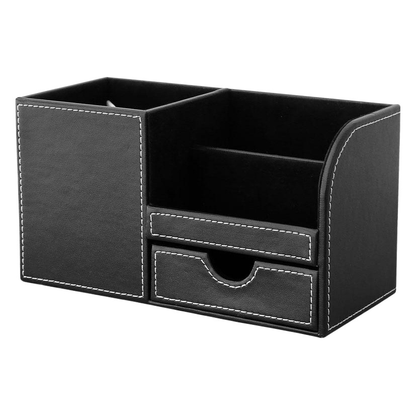 Portalápices de oficina de negocios Caja de almacenamiento de oficina simple moderna Estante de almacenamiento de cuero de papelería de escritorio multifuncional