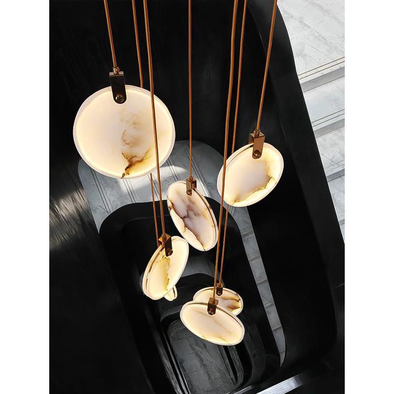 Escaleras largas giratorias simples lujosas lámparas de lámparas de lámparas luminosas de piedra nórdica moderna nube creativa imitación de estilo chino nuevo