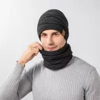 Модная зимняя шерстяная шапка в корейском стиле с флисом, ветрозащитный и теплый пуловер, чехол для шеи, мужская вязаная шапка, шарф для шеи, костюм для женщин