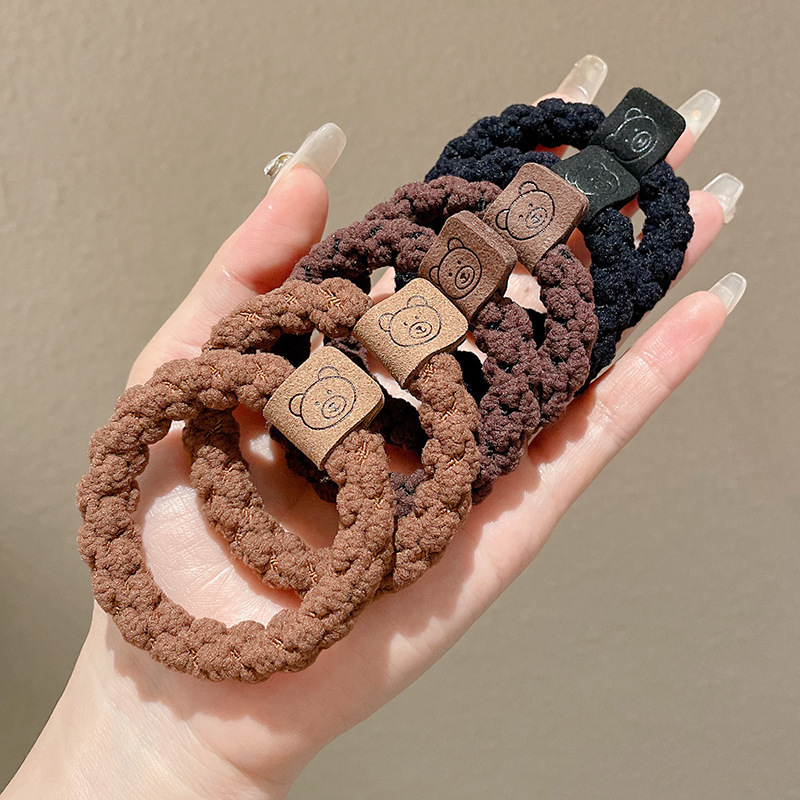 2024 nuevo anillo de cabello de oso para mujeres simple y versátil cuerdas de cabello de alta elasticidad no lesionan cuerdas de cabello de cola de caballo adornamiento para el cabello