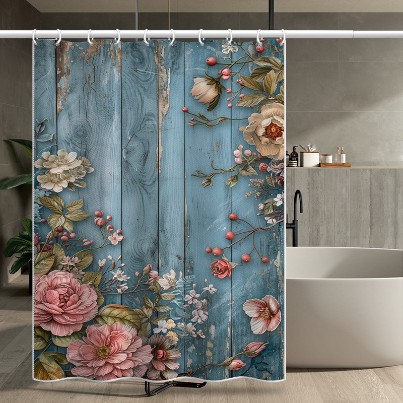 Minimalistischer Duschvorhang Mit Blumenmuster Aus Polyester_voghion.com