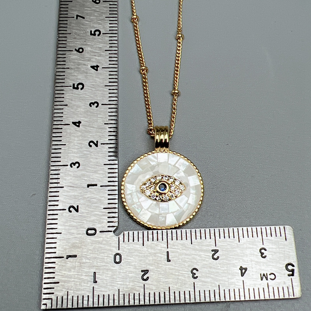 Women's Gender Plating Design Shell Copper Plating Eye Zircon Pendant Necklace