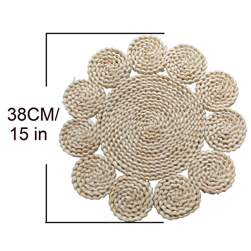 Tejido a mano redondo anti-corrosión almohadilla de comedor occidental natural ecológico tejido de paja al por mayor 1593.