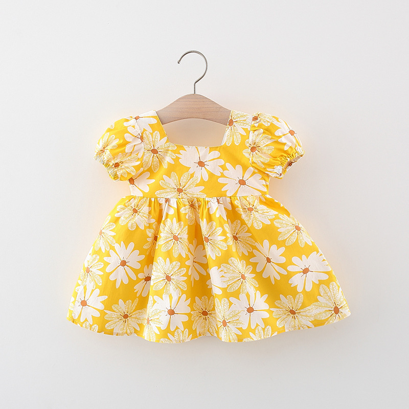 Children's Dress Children's Clothing Type Pastoral Flower Chrysanthemum Cotton Girls Dresses