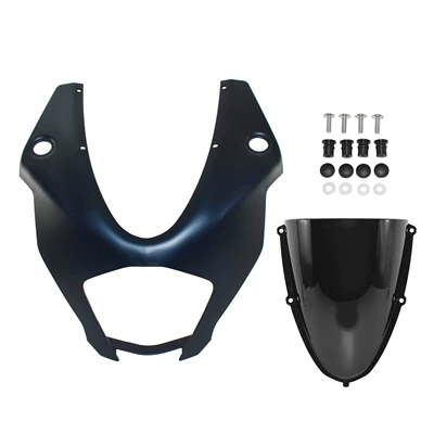 windshield headlight shade front – Motorcycle front windshield - matt-blue-headlight-cover-smoked-black-windshield