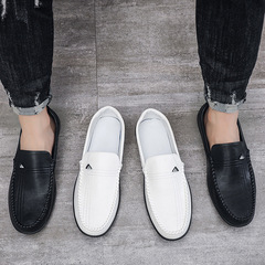新款潮流英倫風休閒皮鞋套腳豆豆鞋夏季駕車一腳蹬樂福男鞋子批發