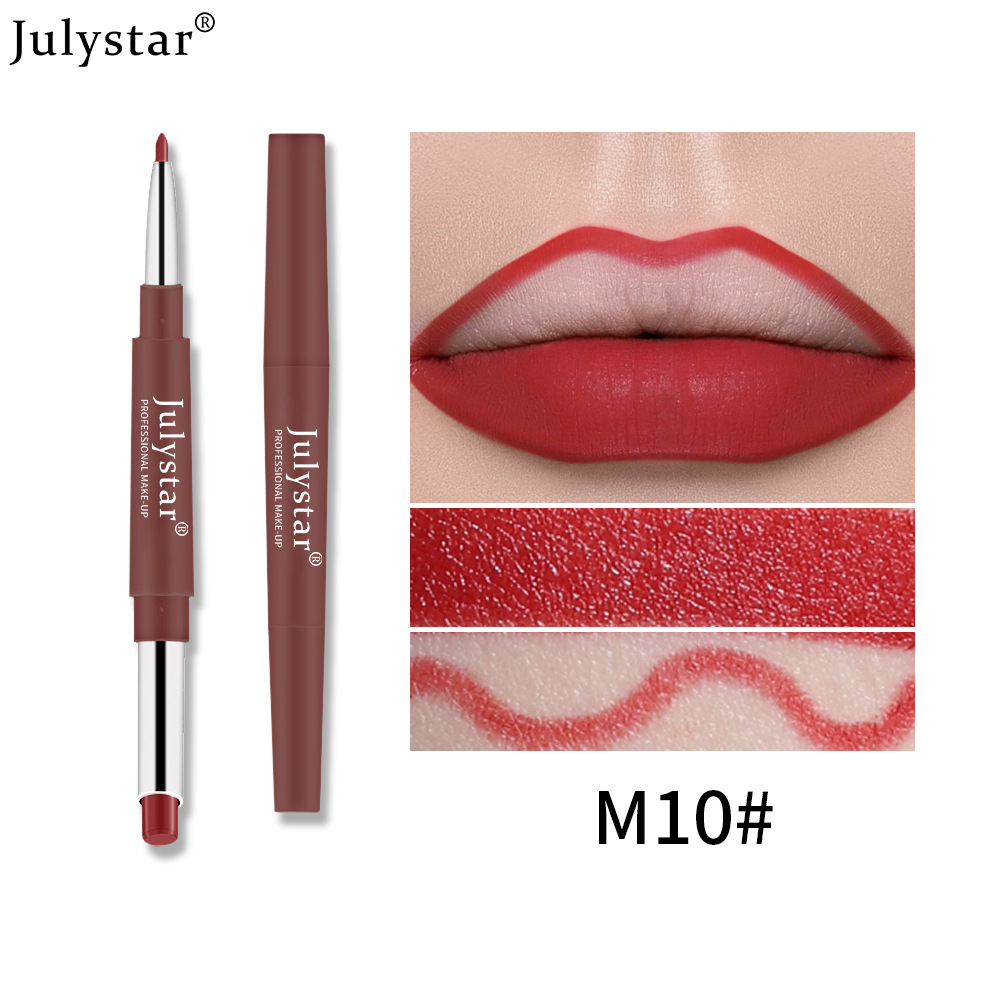 European and American cross-border double-headed red lip liner pens that do not fade or stick to the cup, pink rotating lipstick pens, wholesale of foreign trade cosmetics undefined