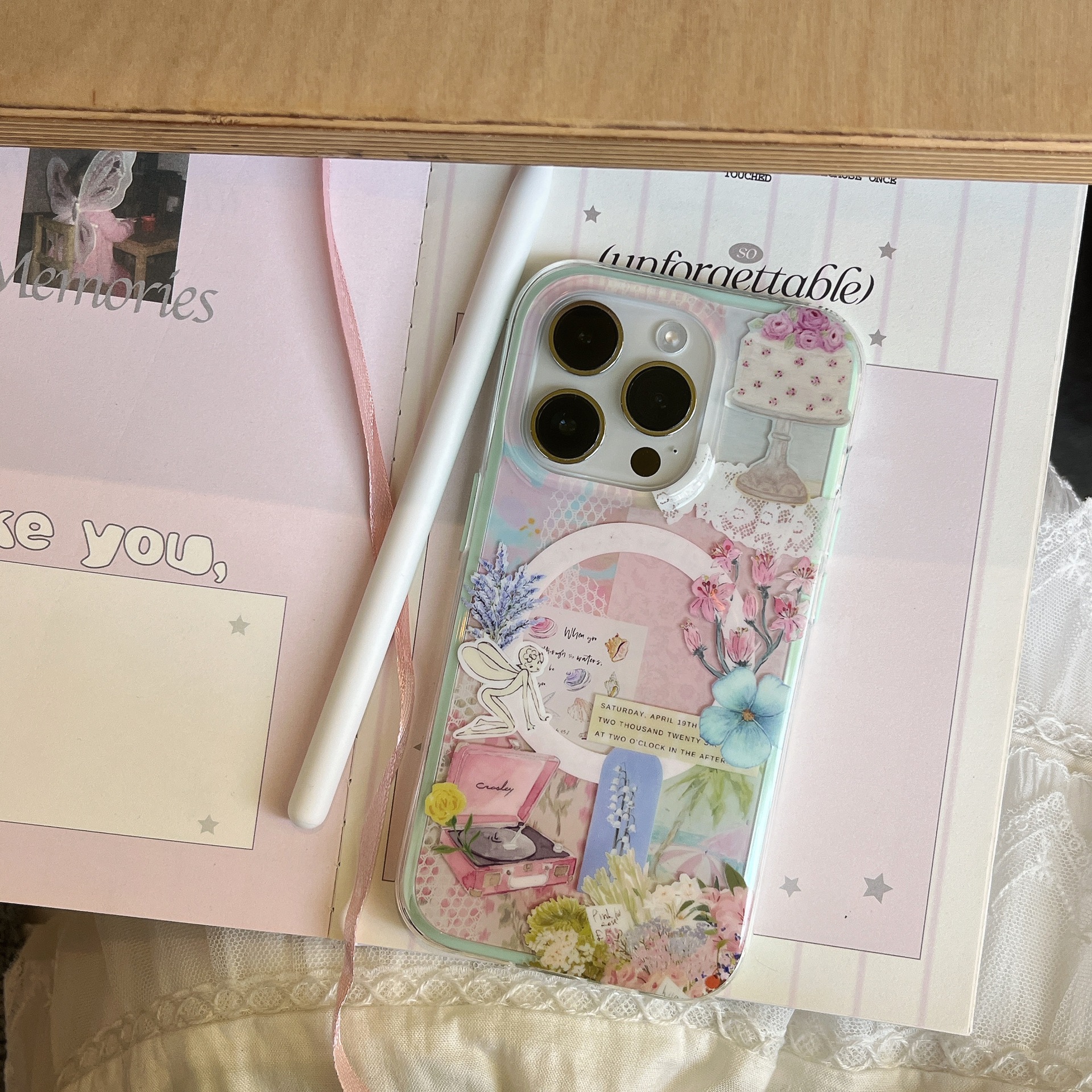 Xiaozhong Flower Love Bowknot para iPhone16 funda para teléfono móvil 15ProMax magnetic 14Pro femenino 13 nuevo