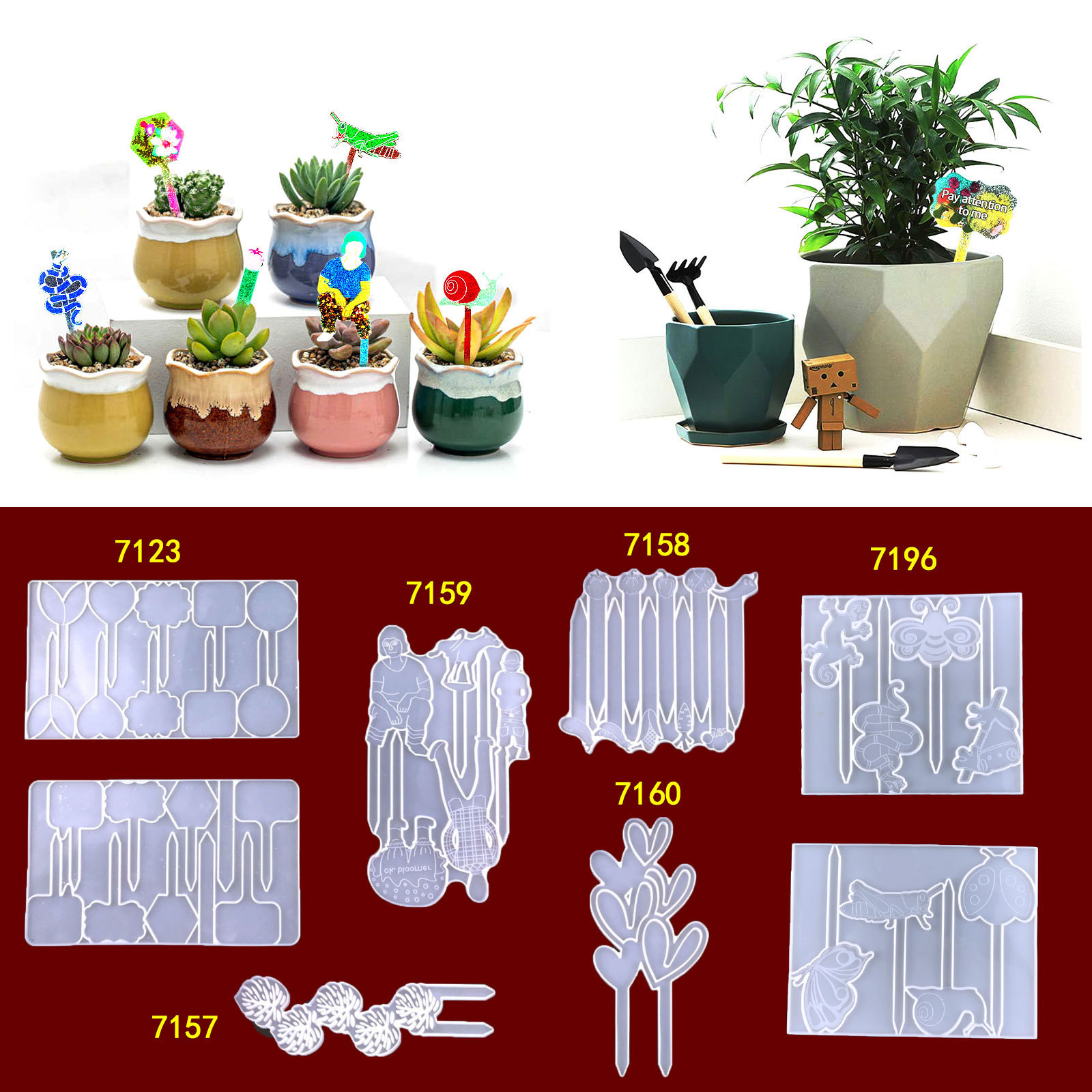 植物标签滴胶模具diy花卉标签插牌园艺标识牌植物标签硅胶模具