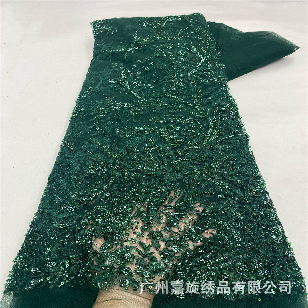 Tejido de ropa bordado de tubo de perlas flor de planta vestido damas de honor vestido de paleta tela bordada encaje