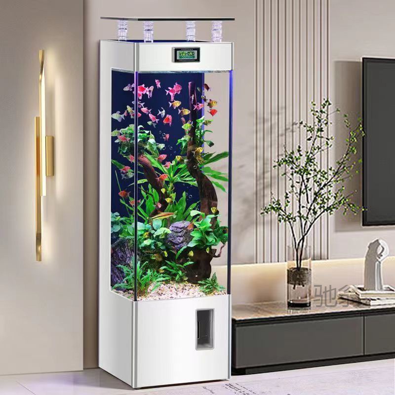 麓f懶人立式玻璃缸水族箱客廳中小型家用落地免換水2024新款魚缸