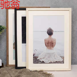 E4C简约窄边木纹实木画框拼图框A3A4证书框画框挂墙拼图框可现做
