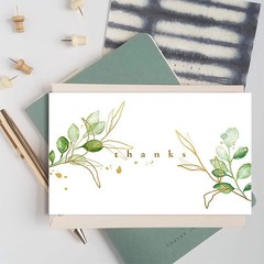Cross-border wholesale green plant thank you card 4x6 inches gift card gift packaging greeting card bouquet insert decoration