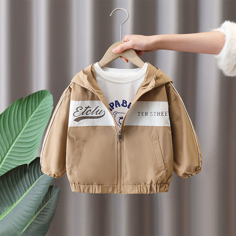 7634 cortavientos a juego de colores para niños 2025 nuevos niños primavera y otoño top de celebridades de Internet primavera abrigo con capucha estilo occidental primavera