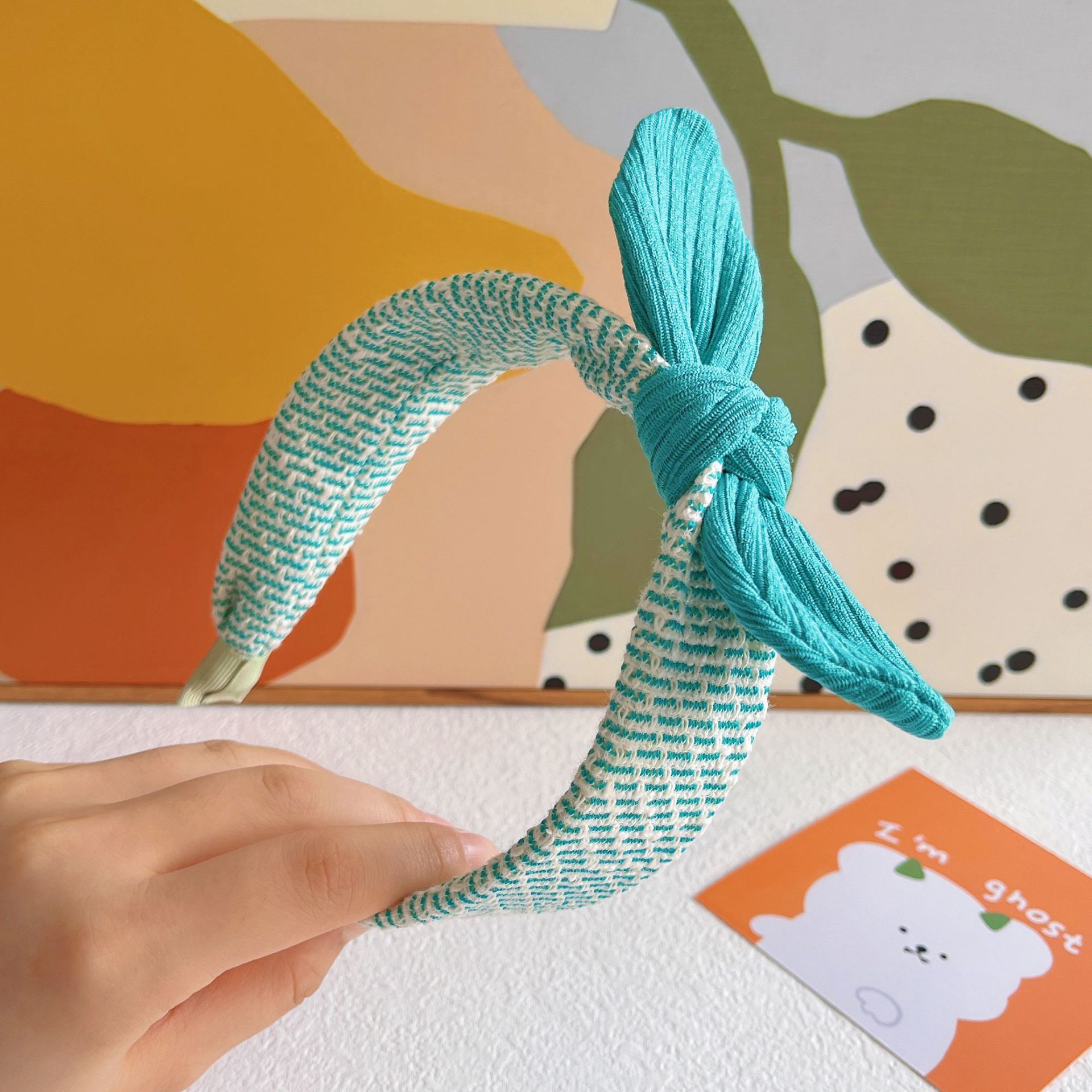 Nuevo estilo coreano lindo orejas de conejo bandas de cabello para niñas bandas de tela de borde ancho bandas de cabello de invierno y otoño arco bandas de cabello para niños