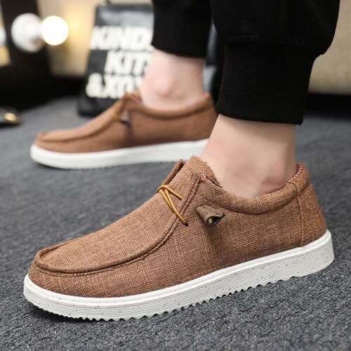 Breathable Canvas Spring Men's Shoes Summer Slip-on New Casual Lightweight Shoes, Versatile Leisure Shoes, Driving Shoes