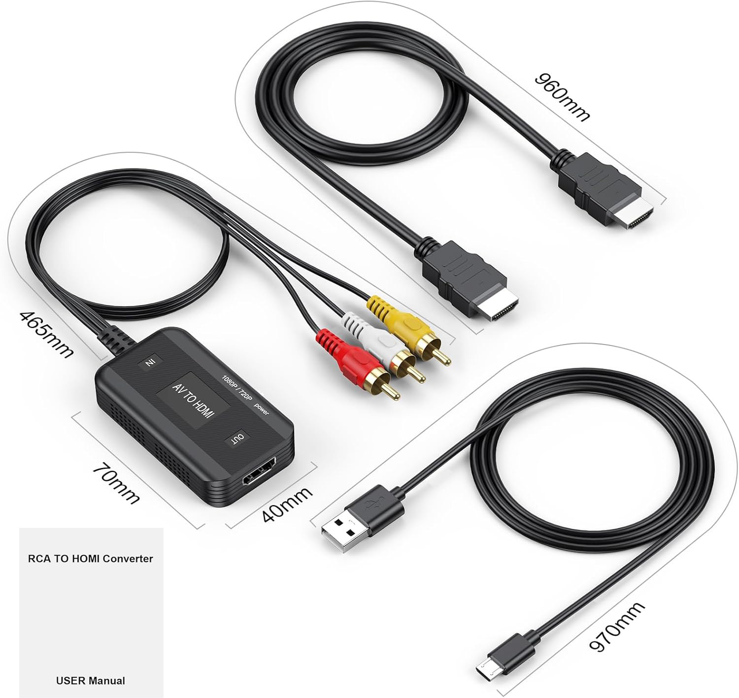 AV a convertidor de vídeo HDMI 1080p tres Lotus RCA juego de monitoreo Set-Top Box de transferencia de cable adaptador de TV