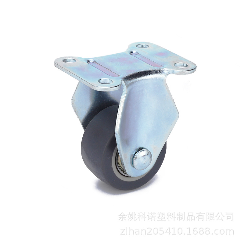 轮宽38灰色超级人造胶静音脚轮 小型环保平板式定向无刹橡胶轮子