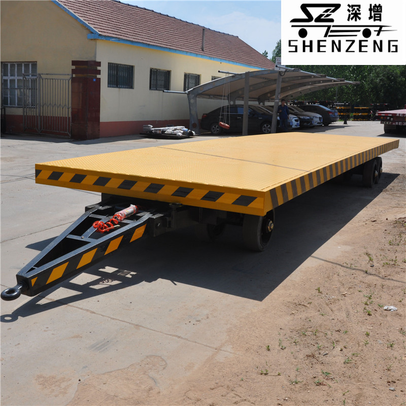 30吨牵引式平板运输全挂拖车 移动拖车 全挂叉车牵引板车