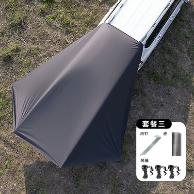 Avtomobil yan çətirləri Suction Cup Sunshade with Black Glue - silver-coated-black-package-three-6-ground-nails-6-wind-ropes-2m-iron-rods-280380cm