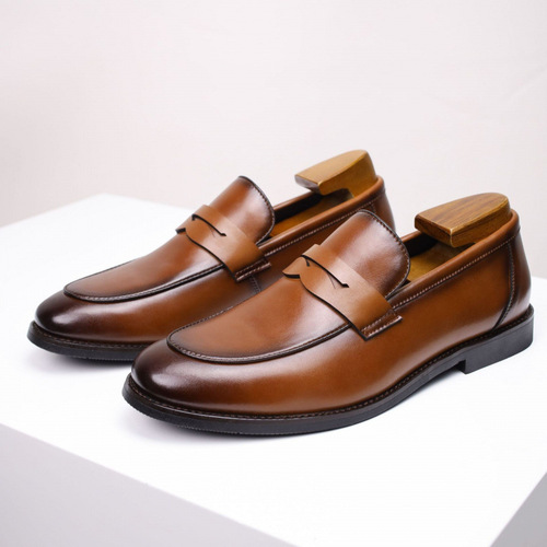 Slip-On Leather Shoes for Men: Casual and Business Penny Loafers