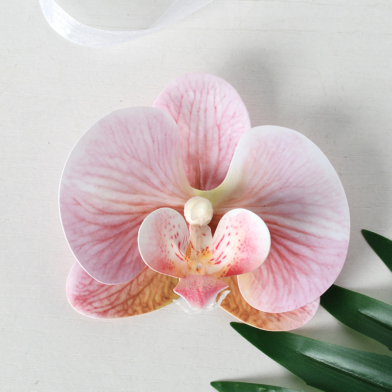 Película de simulación Phalaenopsis cabeza de flor pétalo simulación flor accesorios tocado horquilla bricolaje decoración de boda hecha a mano