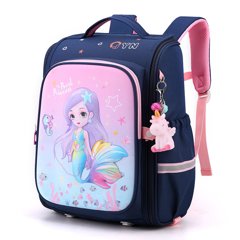 Natural Fish nueva escuela primaria estudiante mochila 2-5 grado chica moda dibujos animados descompresión protección de la columna vertebral entrega transfronteriza