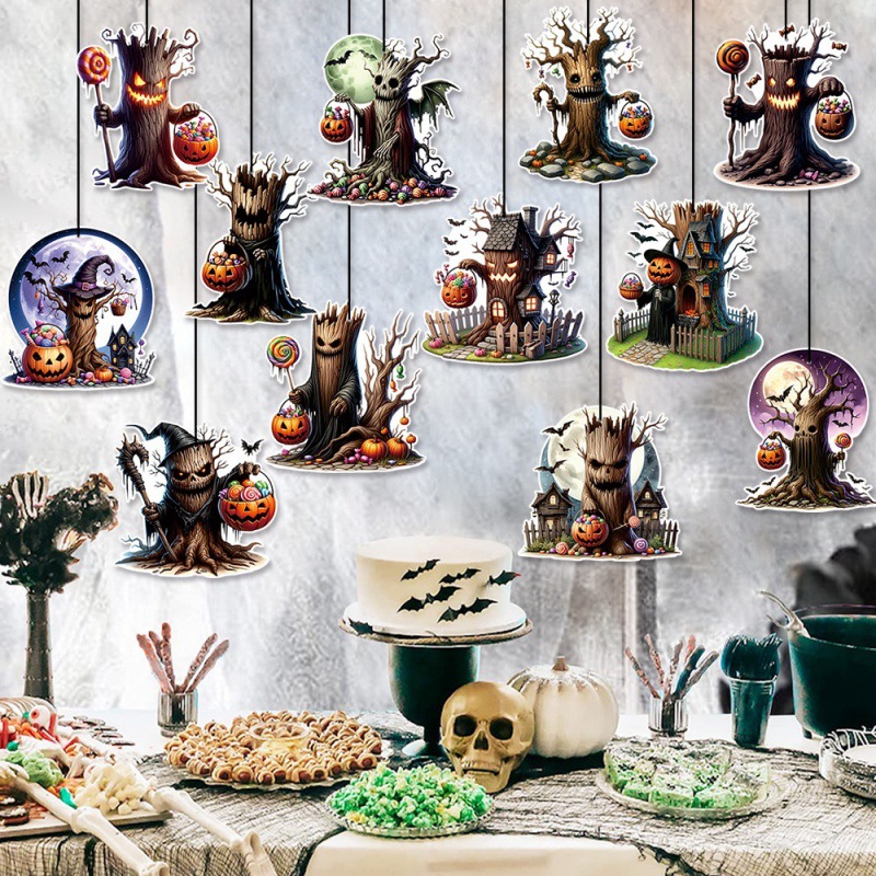 2025 nuevos productos de decoración de Halloween colgante colgante decoración de Halloween árbol esencia casa embrujada colgante decoración de atmósfera