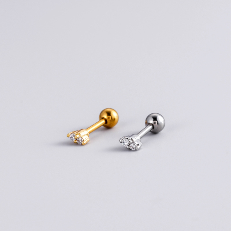 Heart Shape Pattern 1 Piece 316L Stainless Steel  Copper Zircon Ear Cartilage Rings & Studs Heart Shape Waterproof Non Tarnish Surgical Steel