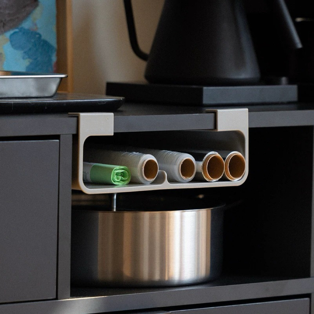 Wall-mounted Punch-free Tin Paper Finishing Shelf Kitchen Partition Storage Rack