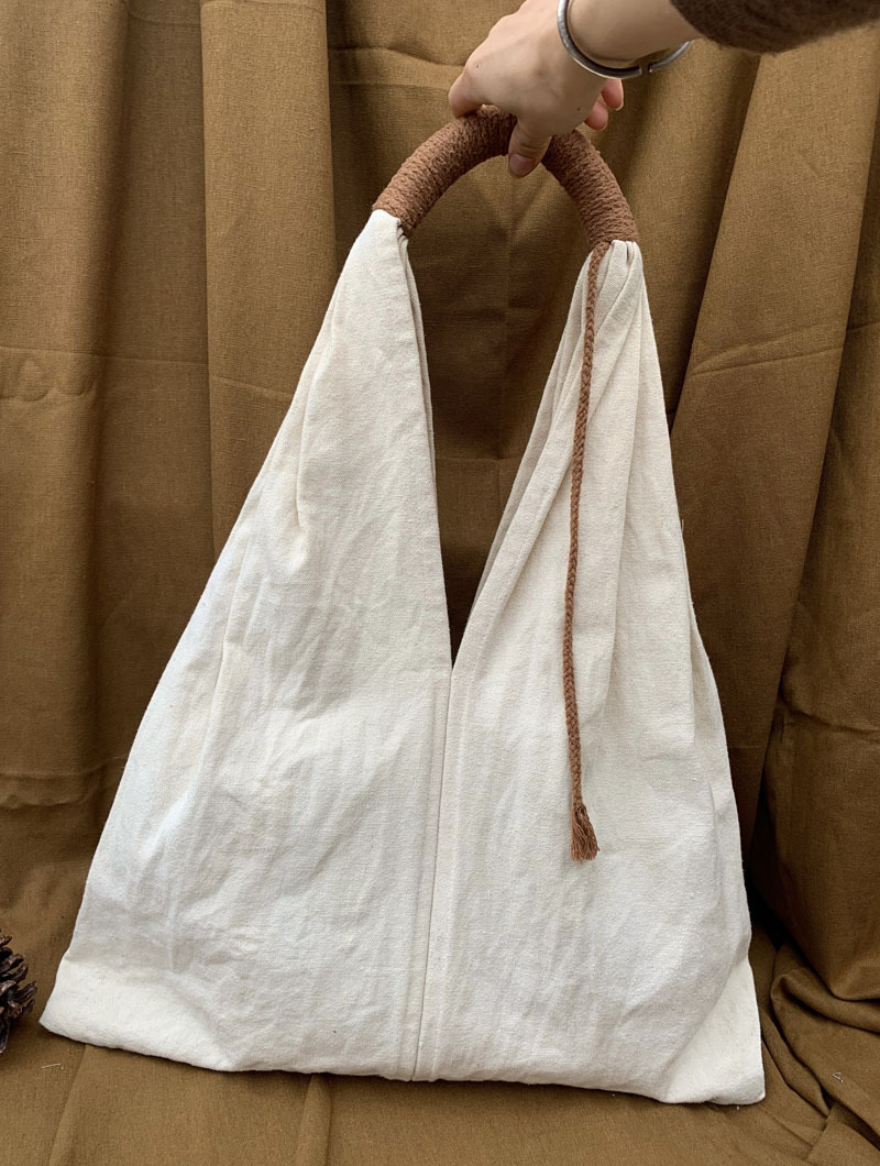 Borsa a mano casual in tela a spalla artistica in cotone e lino francese, borsa da donna_voghion.com