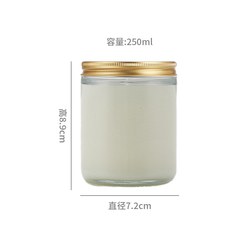 250ml recipiente de vela de vidrio transparente con tapa 120ml marrón aromaterapia vela taza vacía taza DIY candelabro de vidrio