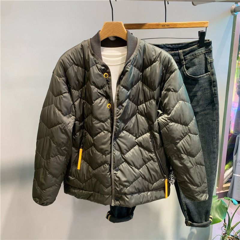 Autumn and Winter Men's Thickened down Jacket Retro Japanese Style Trendy Outdoor Warm Baseball Collar White Duck down Jacket Coat