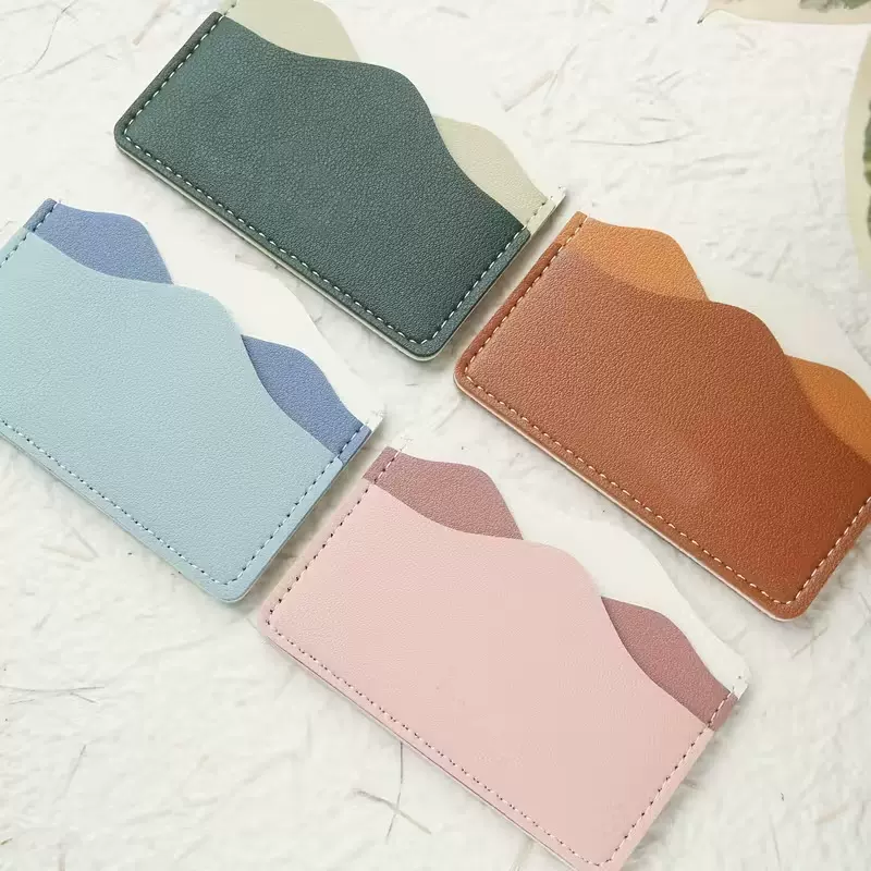 个性山脉拼色皮革钱包 多口袋身份证信用卡套 轻便公交卡夹名片包