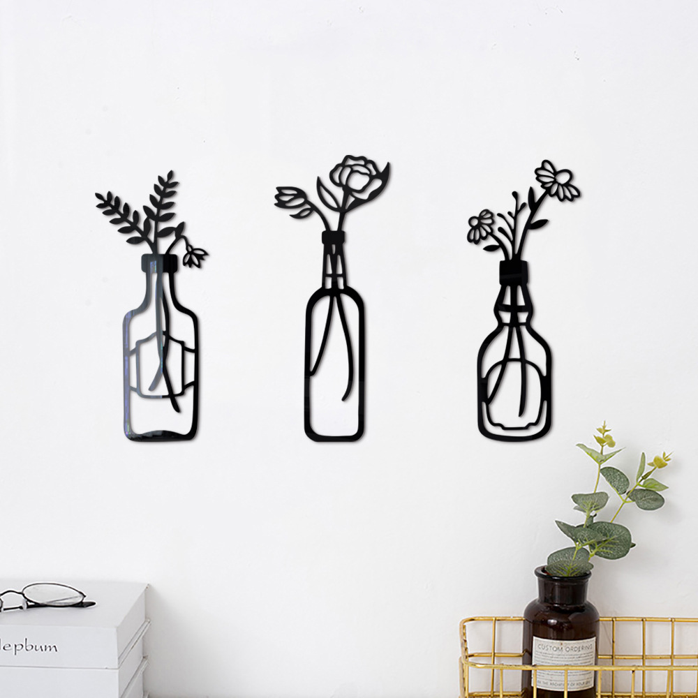 3d Potted Plant Acrylic Mirror Wall Sticker For Home Decoration_voghion.com