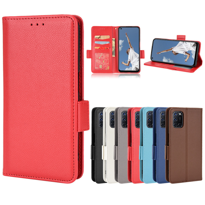 Applicable OPPO A52 mobile phone case flip A72 protective case card A92 4G leather case bracket side buckle litchi pattern Applicable OPPO A52 mobile phone case flip A72 protective case card A92 4G leather case bracket side buckle litchi pattern